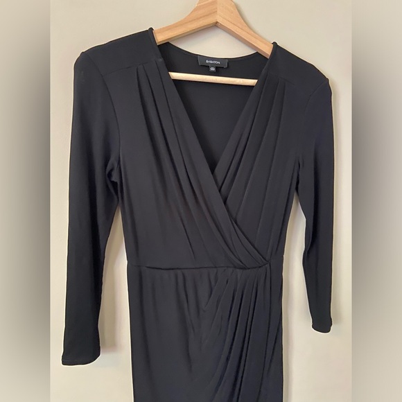 Babaton Black Faux Wrap Dress - Picture 2 of 5